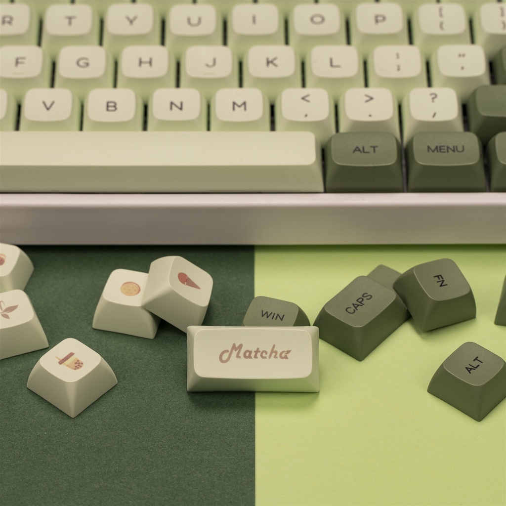 Keycap Matcha Trà Xanh Profile XDA hoặc OEM nhựa PBT cao cấp 124 nút in Dye-Sub