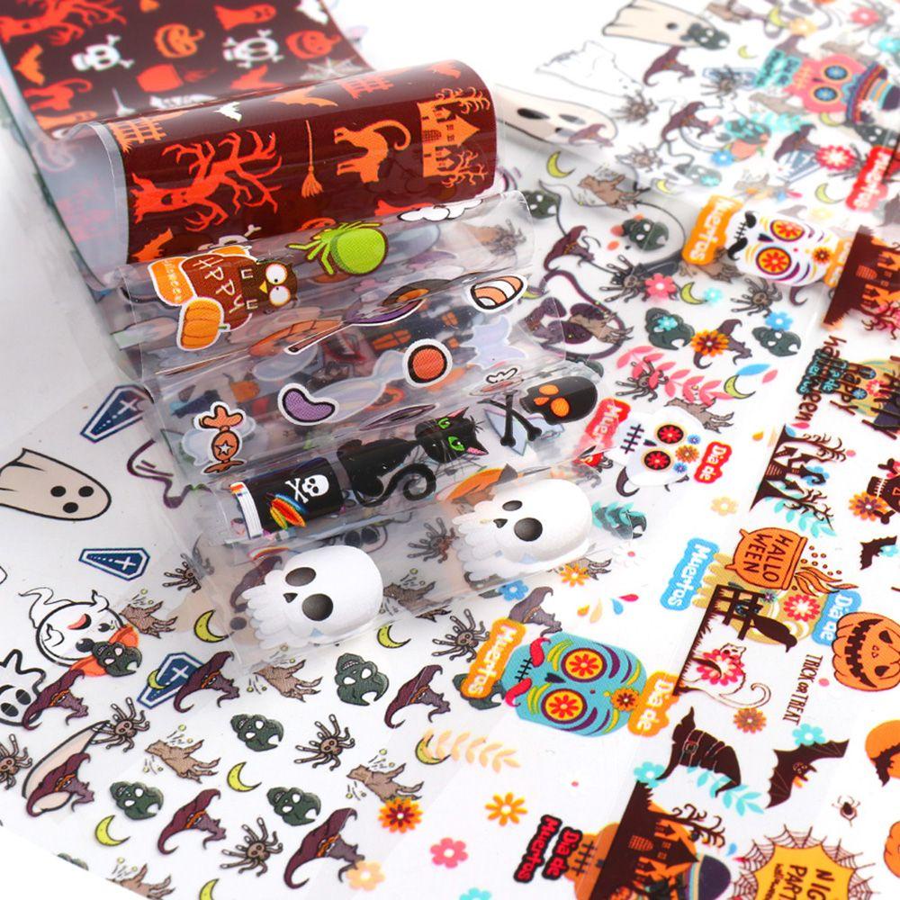 JUNE Set 10 Sticker Dán Móng Hình Xăm Hoạt Hình Phong Cách Halloween