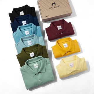 Áo polo nam HUSSIO đen classic sang trọng