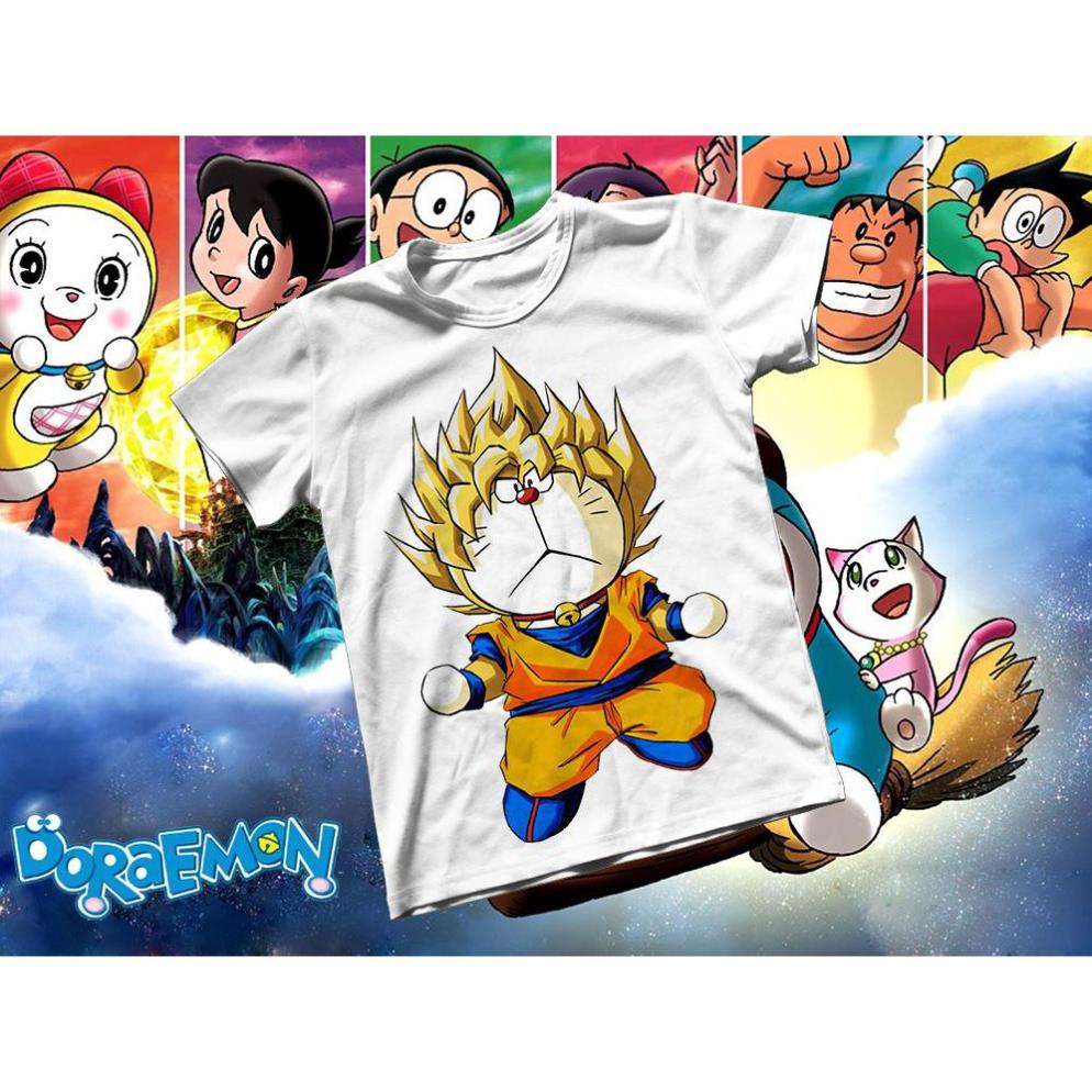 Áo thun Cotton Unisex - Anime - Doraemon - Dragon ball version Doraemon giá xưởng