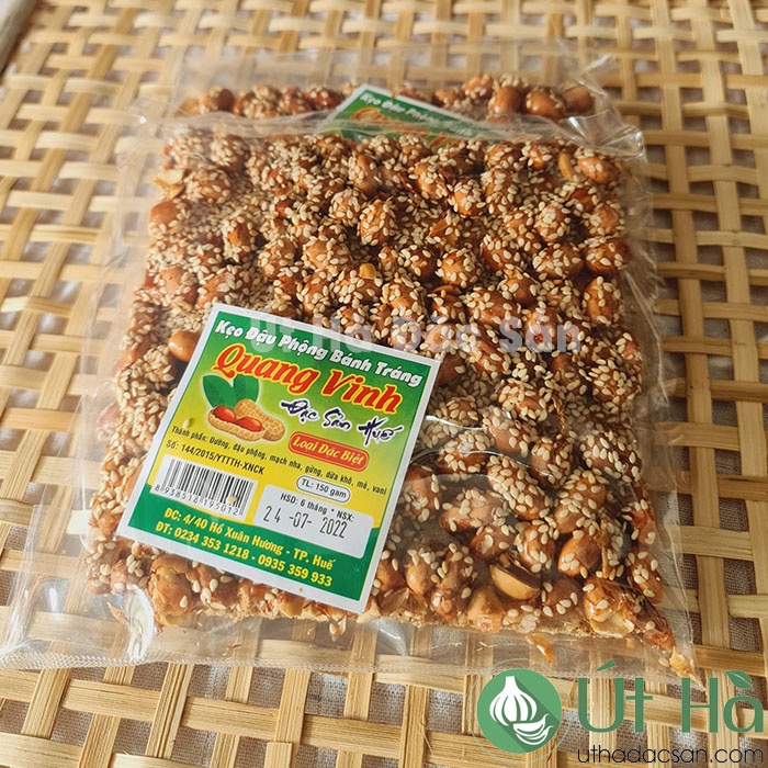 Kẹo Đậu Phộng Bánh Tráng Huế 1 Miếng 150gr Kẹo Lạc Mè Giòn Ngon Món Ăn Vặt Lý Tưởng - Út Hà Đặc Sản