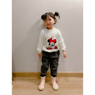 Áo len lông trắng Mickey Disney dư xịn cho bé gái