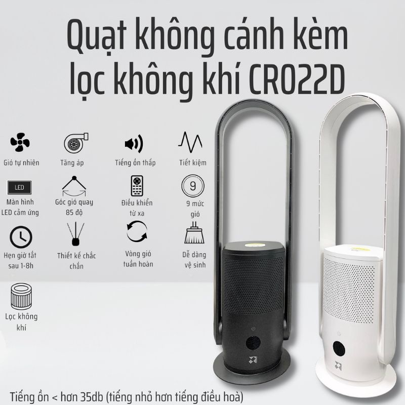 Quạt không cánh kiêm lọc không khí Crossbow- CR022D CR015 BH 24 tháng