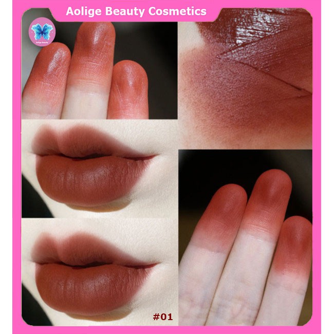 Son nội địa trung quốc 💕𝑭𝒓𝒆𝒆𝒔𝒉𝒊𝒑💕 Set 3 cây son kem lì Herorange Fluffy Lip Glaze - son dưỡng môi chính hãng có màu A&B.