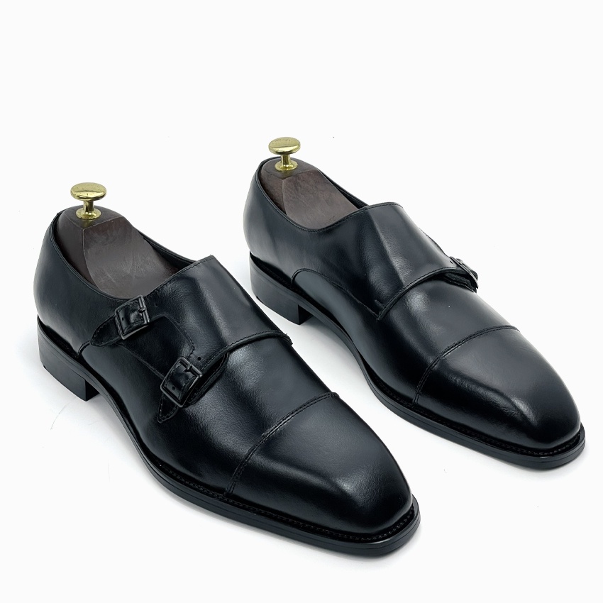 Giày lười tây nam cao cấp đế phíp da bò thật ERMAND bảo hành 1 năm dáng Double Monkstrap sang trọng - Mã T15