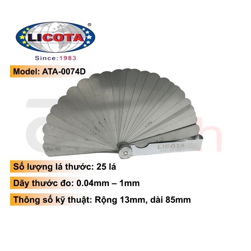 Bộ Thước Lá Đo Khe Hở 25 Lá LICOTA- ATA-0074D