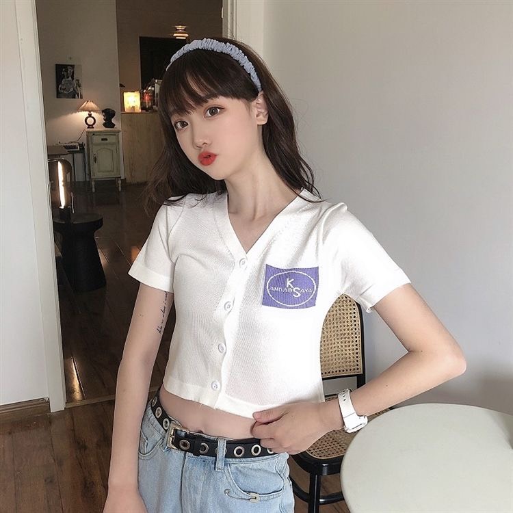 Áo thun borip croptop quảng châu, Áo croptop nữ cộc tay vải cotton mềm mại kiểu hàn chất mát