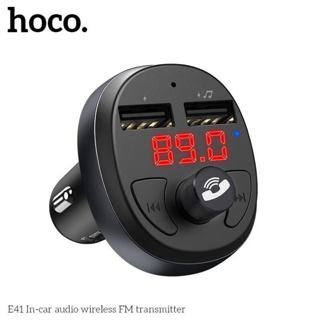 Tẩu sạc xe hơi Hoco E41 có 2 cổng usb và tẩu sạc hoco nghe nhạc được- Tẩu sạc đa năng phát nhạc trên oto