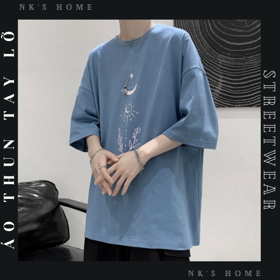 Áo Thun HOA LÁ MẶT TRĂNG Tay Lỡ From Rộng Unisex - Áo Phông SHOP1999 nam Nữ, cặp đôi phong cách hàn quốc
