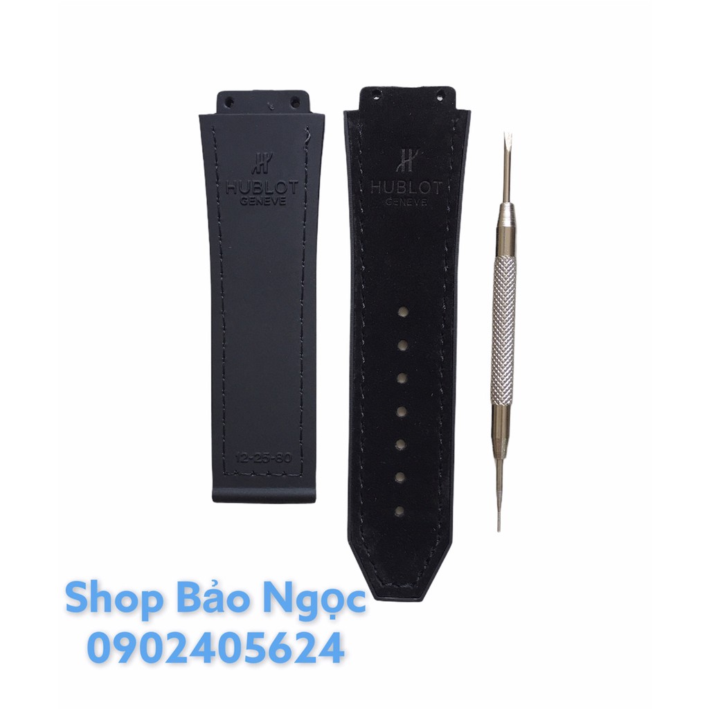 GIÁ ĐỘC NHẤT Dây đồng hồ cao cấp Hublot nam size 42 - Da lộn nâu  size 19 x 25 x 22mm (DLN)