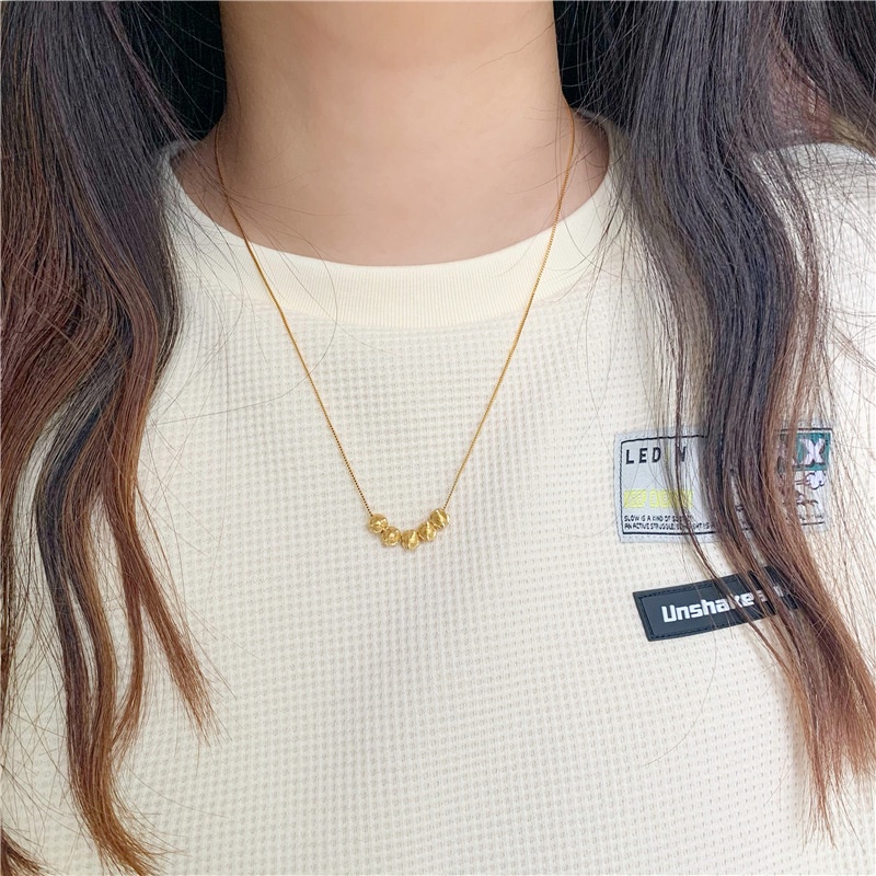 Vòng cổ Thép Titan Mạ Vàng 18K Đính Hạt May Mắn Thời Trang