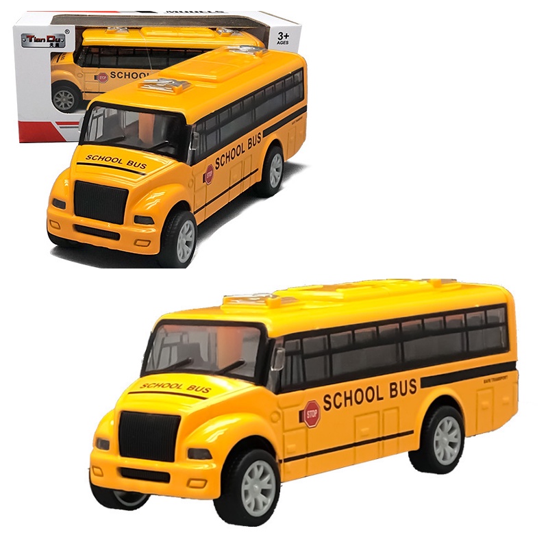 Xe school bus mini đưa đón học sinh bằng hợp kim xe đồ chơi trẻ em 1:36