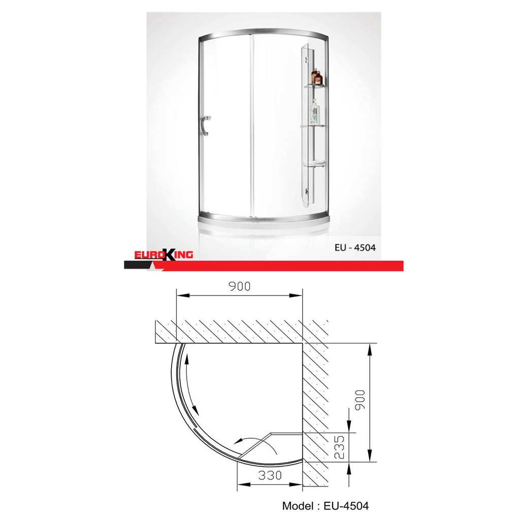 Phòng tắm kính cường lực Euroking EU- 4504, nhập khẩu