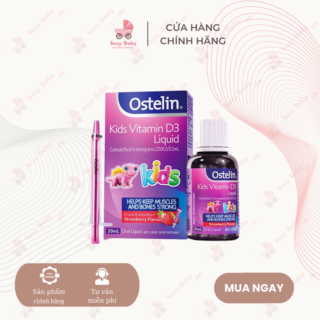 VITAMIN D3 OSTELIN Kid Của Úc Cho Bé Từ 6 Tháng Tuổi Lọ 20ml