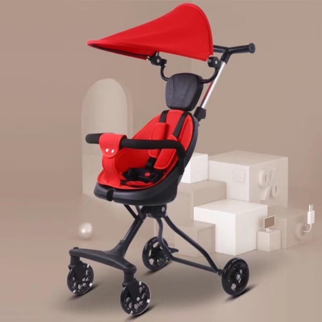 Xe đẩy Gập gọn có đệm có mái che