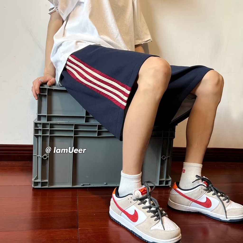 Quần Short Dáng Suông Rộng Viền Sọc Bên Hông Lưng Thun Co Giãn Thoải Mái Có size Lớn M-2XL Dành Cho Nam Giới