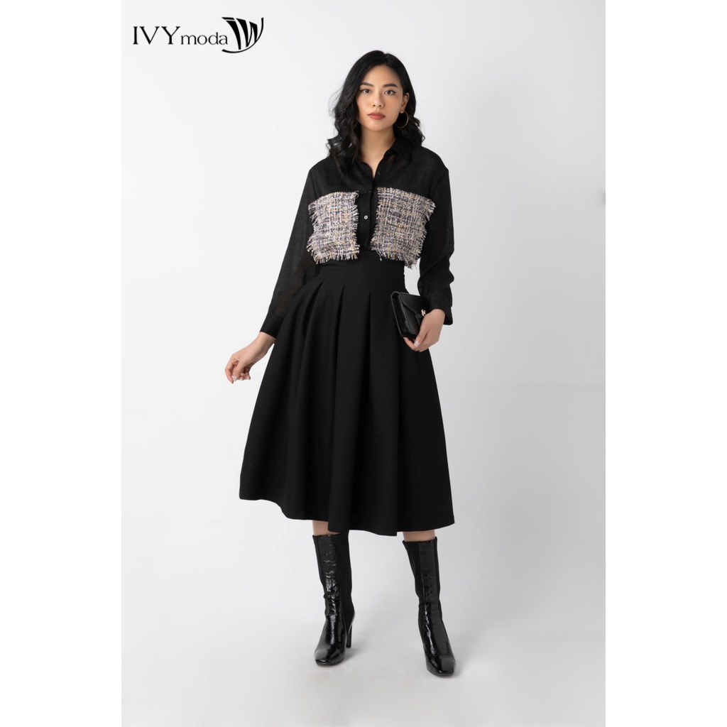 Chân váy xếp ly 2 lớp IVY moda MS 31M7103
