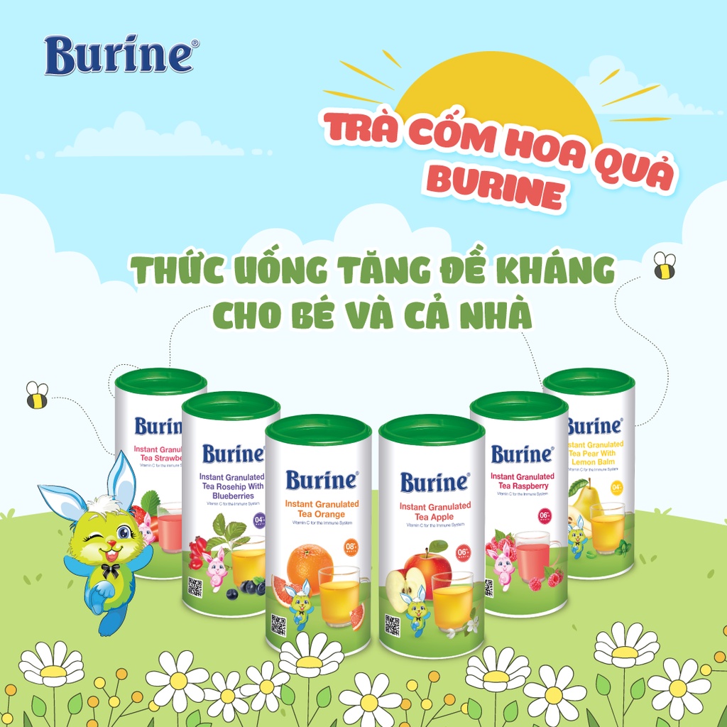 Trà Cốm Hoà Tan BURINE Hương Vị Trái Cây Thơm Ngon, Bổ Sung Vitamin Cho Bé.