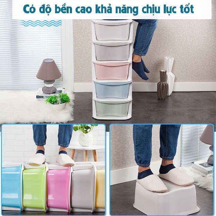 Tủ đa sắc 5 tầng Việt Nhật, tủ nhựa 5 tầng có bánh xe đựng quần áo, đồ dùng đa năng tiện ích (MS:3638) -Buôn rẻ 01265