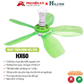 Quạt trần mini loại nhỏ- 5 cánh 60cm -220v-15w- hãng hillter- bảo hành 12 tháng