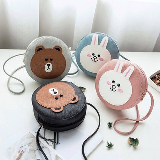Túi Đeo Chéo Hình Trụ Cỡ Nhỏ In Họa Tiết Gấu Thỏ Dễ Thương Thời Trang 2018 Cho Nữ