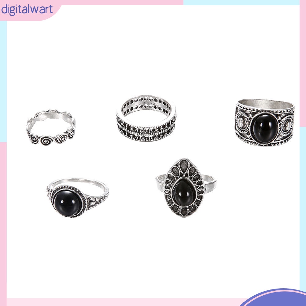 Bộ 5 Nhẫn Đeo Đốt Tay Phong Cách Vintage Xinh Xắn