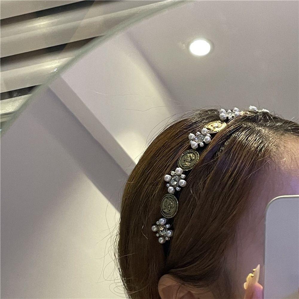 ANEMONE Băng đô cài tóc rửa mặt Đính Ngọc Trai Phong Cách Baroque Hàn Quốc Ngọt Ngào