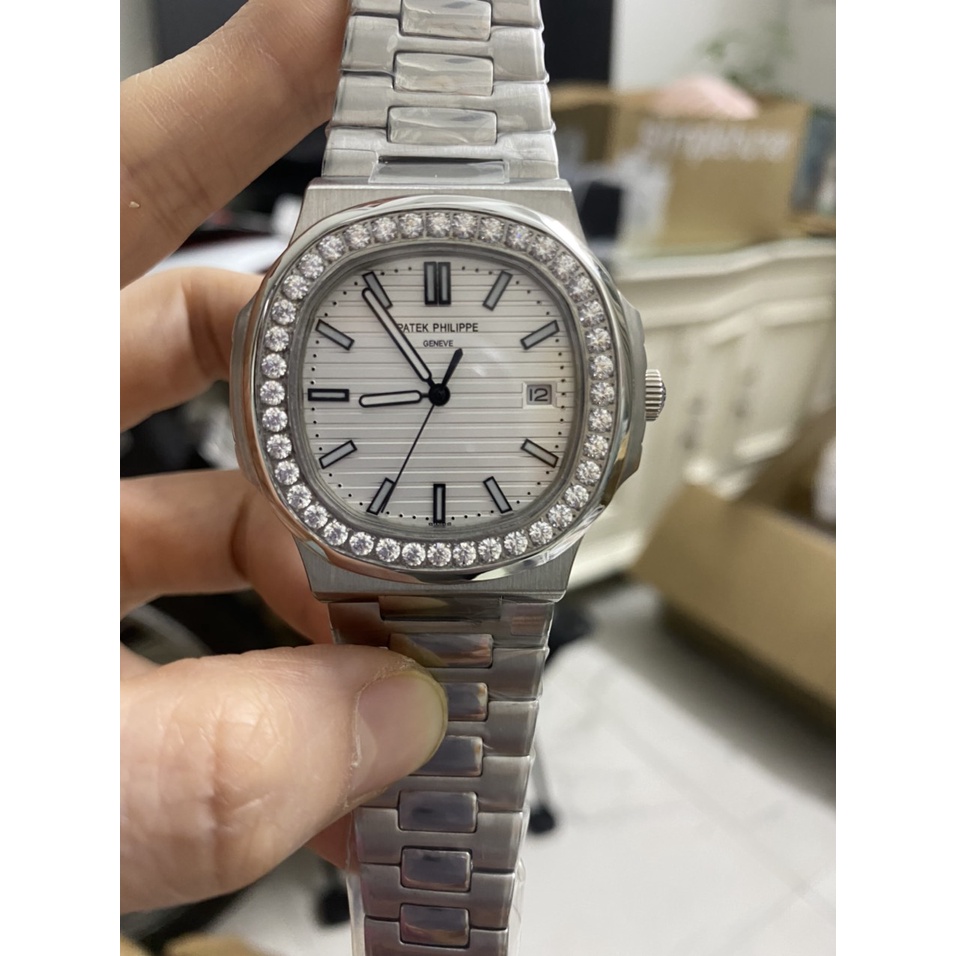 Đồng hồ Nam Ptk máy nhật chạy cơ Automatic vuông vành đá tròn size 41mm dây kim loại vỏ trắng nhiều màu có dạ quang