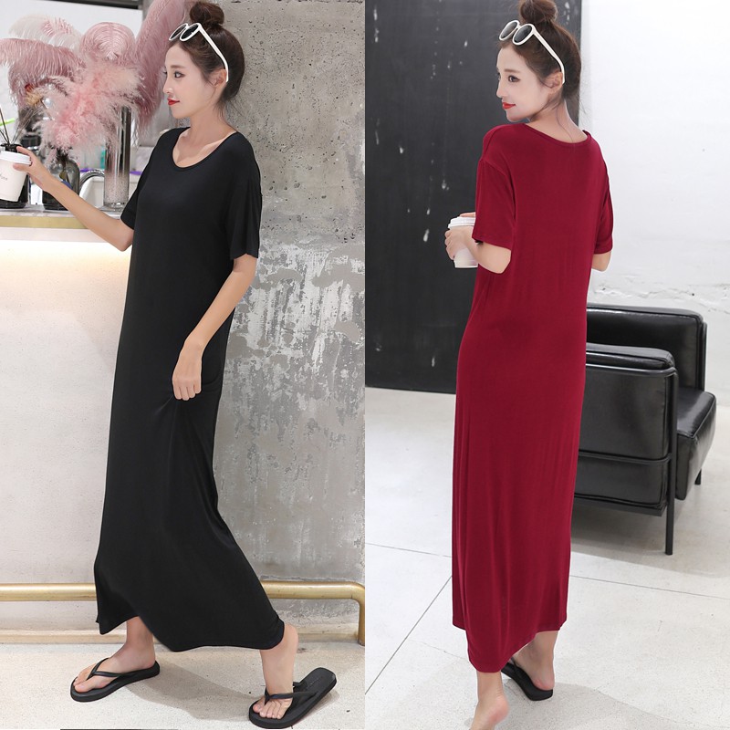 Đầm Maxi Cổ Tròn Màu Trơn Thời Trang Cho Nữ | BigBuy360 - bigbuy360.vn