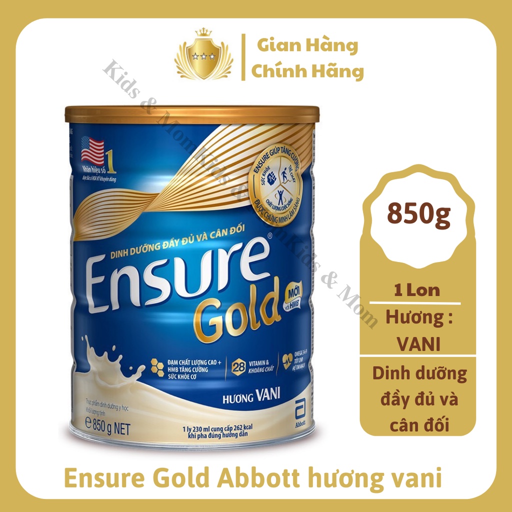 Sữa Bột Abbott Ensure Gold HMB Hương Vani Hộp 850g