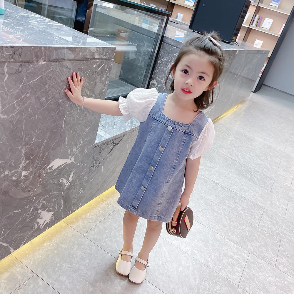 Đầm Công Chúa Chất Liệu denim Mỏng Phong Cách Phương Tây Mới 2021 Cho Bé Gái