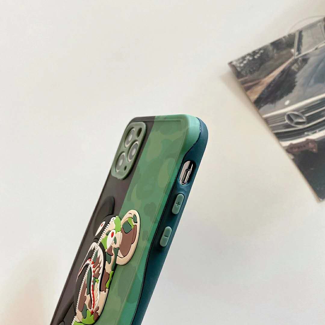 Ốp điện thoại mềm hình gấu BAPE x Bear 3D cho IPhone 13 12 / 11 Pro Max X XS MAX XR SE2 7 8 Plus