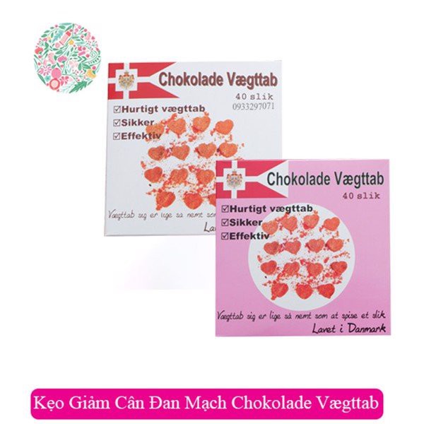 Kẹo socola giảm cân Chokolade Vaegttab, bản mới màu hồng [chính hãng, date xa]