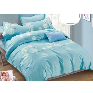 Vải may chăn ga áo gối,gối ôm khổ 2m35 hình hoa bồ công anh nền xanh