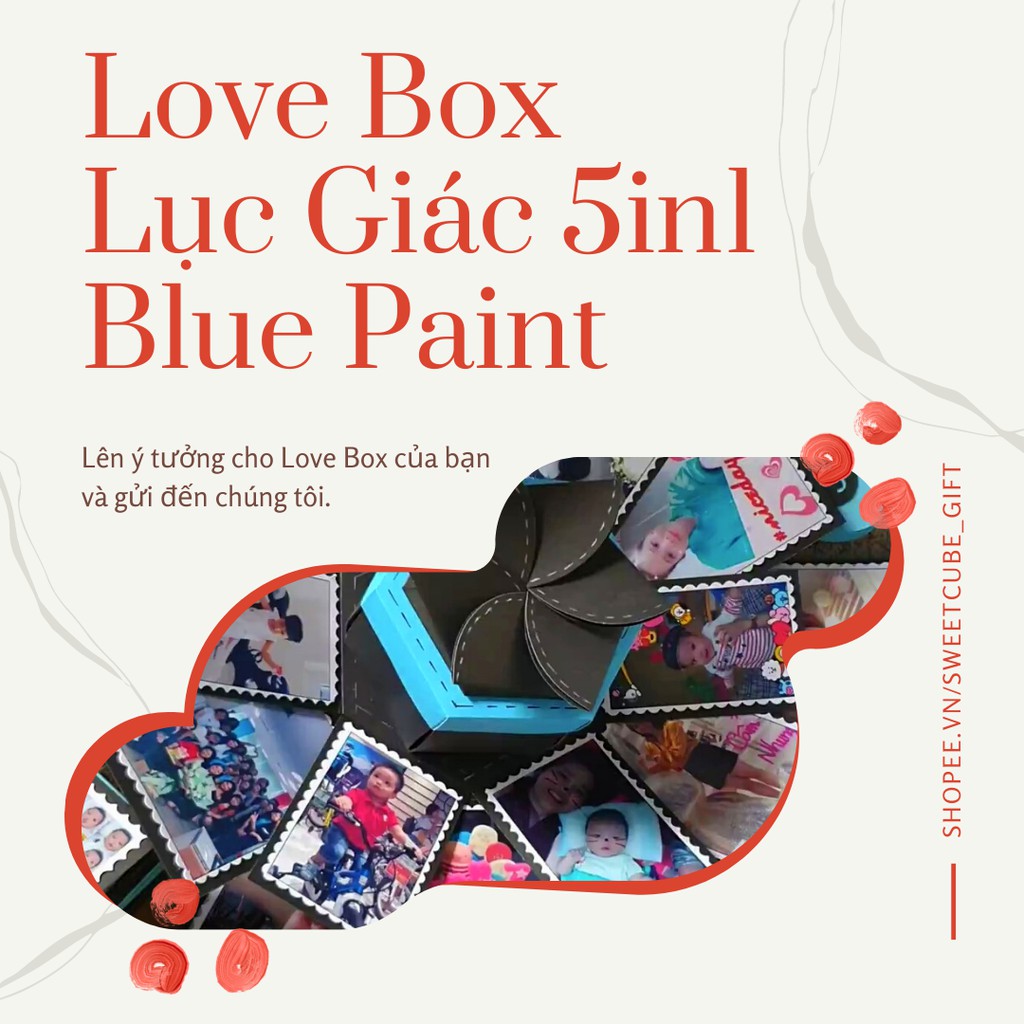 Hộp Quà Tặng Sếp -  LOVE BOX LỤC GIÁC 5IN1 BLUE PAINT(19.5x19.5x13cm)
