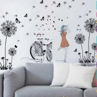 Decal dán tường cô gái và bồ công anh zooyoo