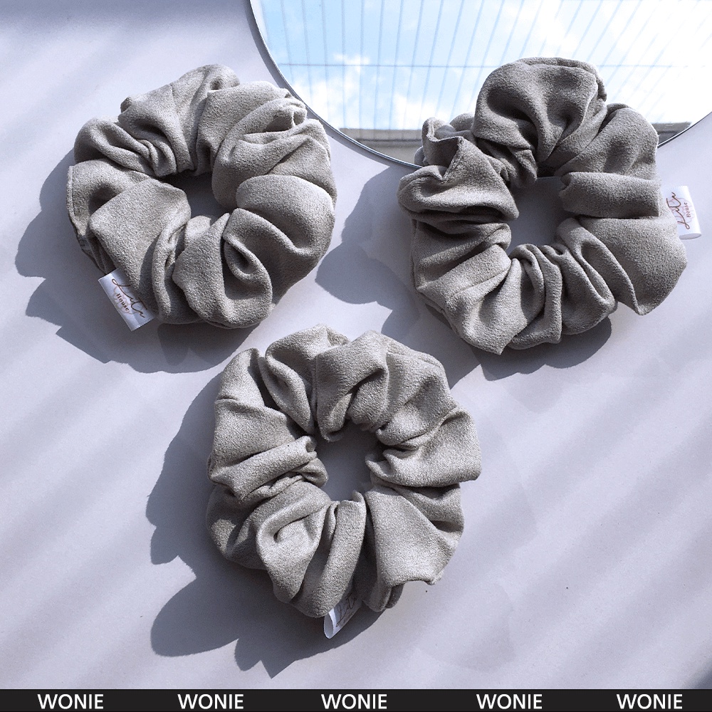 WONIE - Dây chun buộc tóc Da lộn Scrunchies Handmade