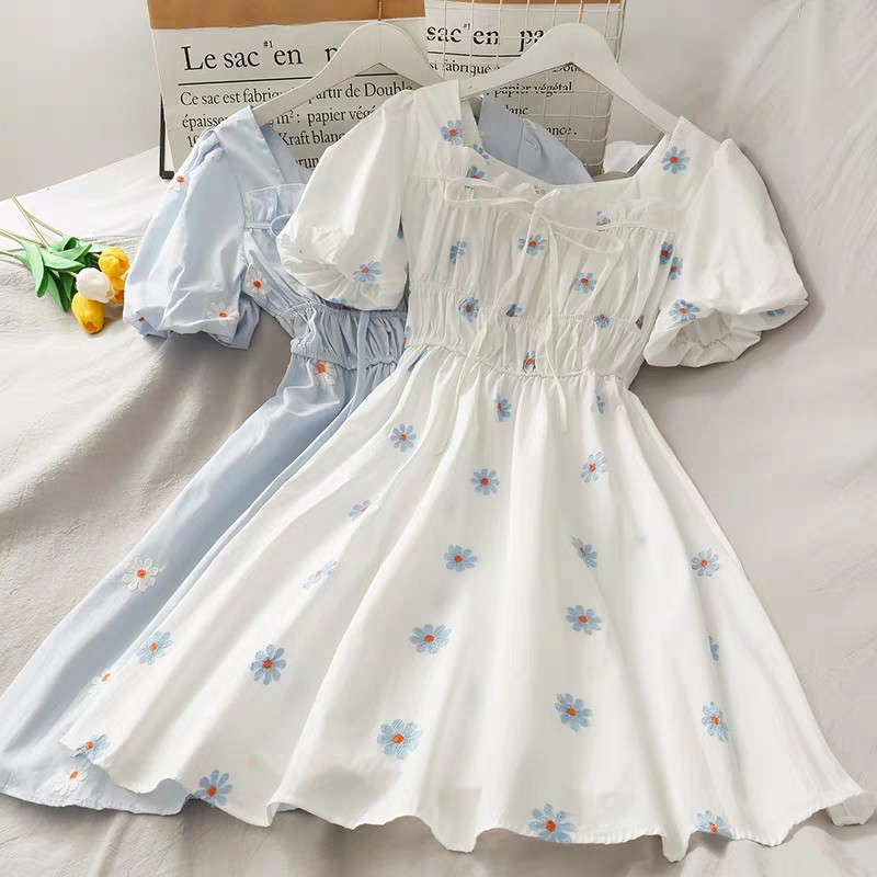 VÁY HOA CÚC PHỐI NƠ ❤