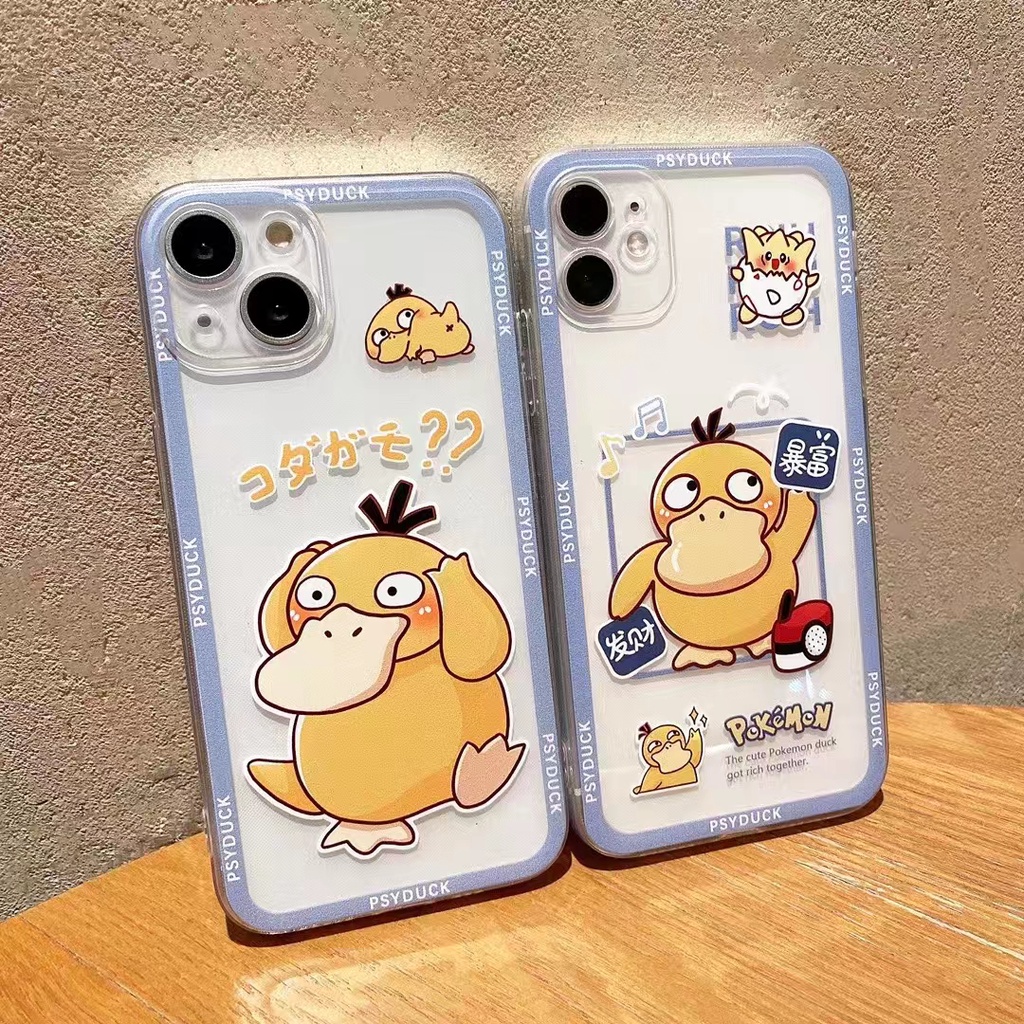 iPhone 13promax 12mini 11PRO XR XSMAX 7 / 8PSơn mềm vỏ cảm ứng đầu vịt bao da lỗ tốt trong suốt phong phú vịt chống rơi chống thấm nước vỏ bảo vệ điện thoại di động