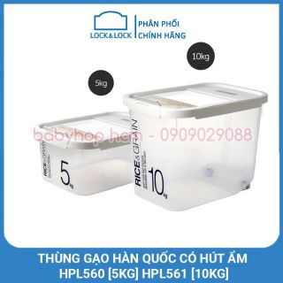 Thùng hộp đựng gạo HPL560 đựng 5kg và HPL561 đựng 10kg lock&lock có vạch chia, cốc đong, chống ẩm