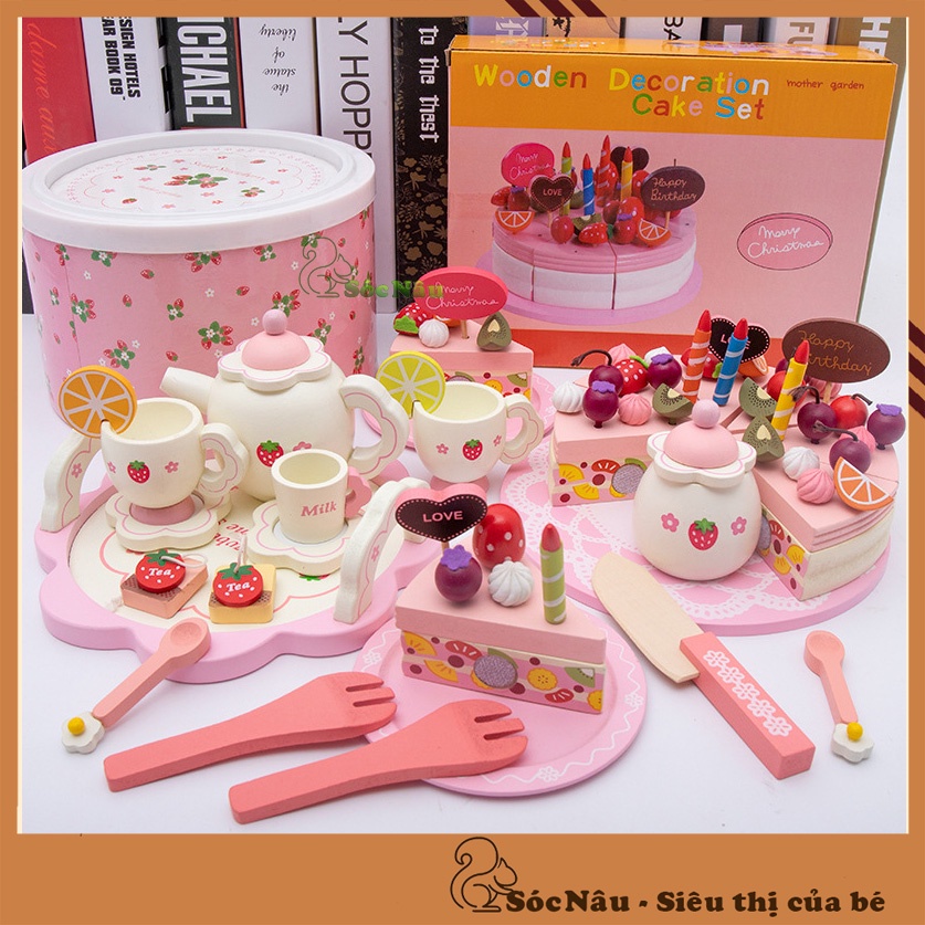 Bộ đồ chơi gỗ tiệc trà, bánh sinh nhật Morther garden - Quà tặng cao cấp cho bé