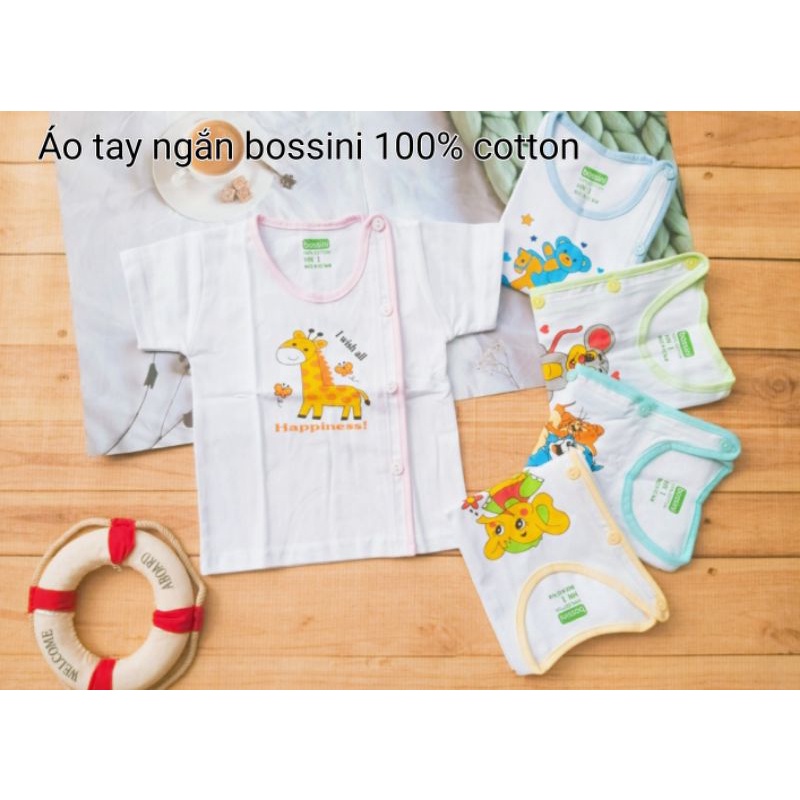Áo tay ngắn / tay dài bossini 100% cotton cho bé sơ sinh 3-8kg