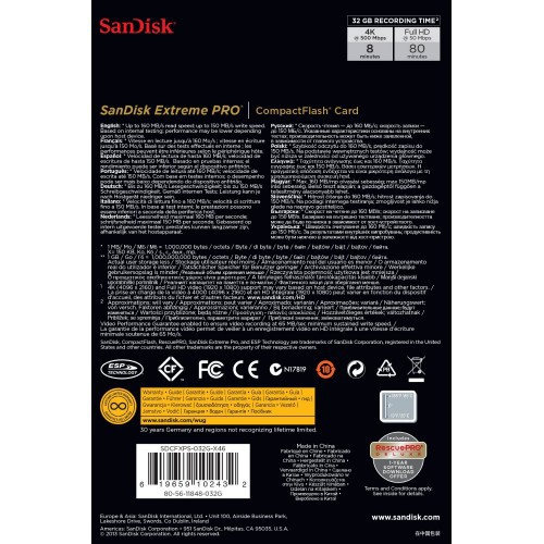 Thẻ Nhớ CF SanDisk Extreme Pro 1067X 32GB 160MB/s (Đen)