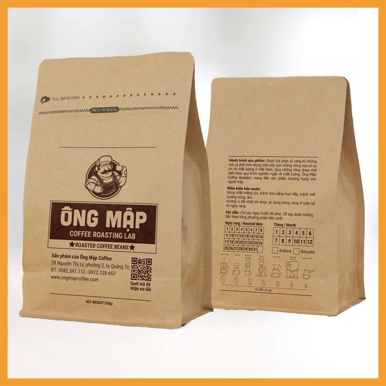 Cà Phê Robusta Đăk Lắc - Túi 250Gr (Dạng hạt) - Ông Mập Coffee Roasting Lab