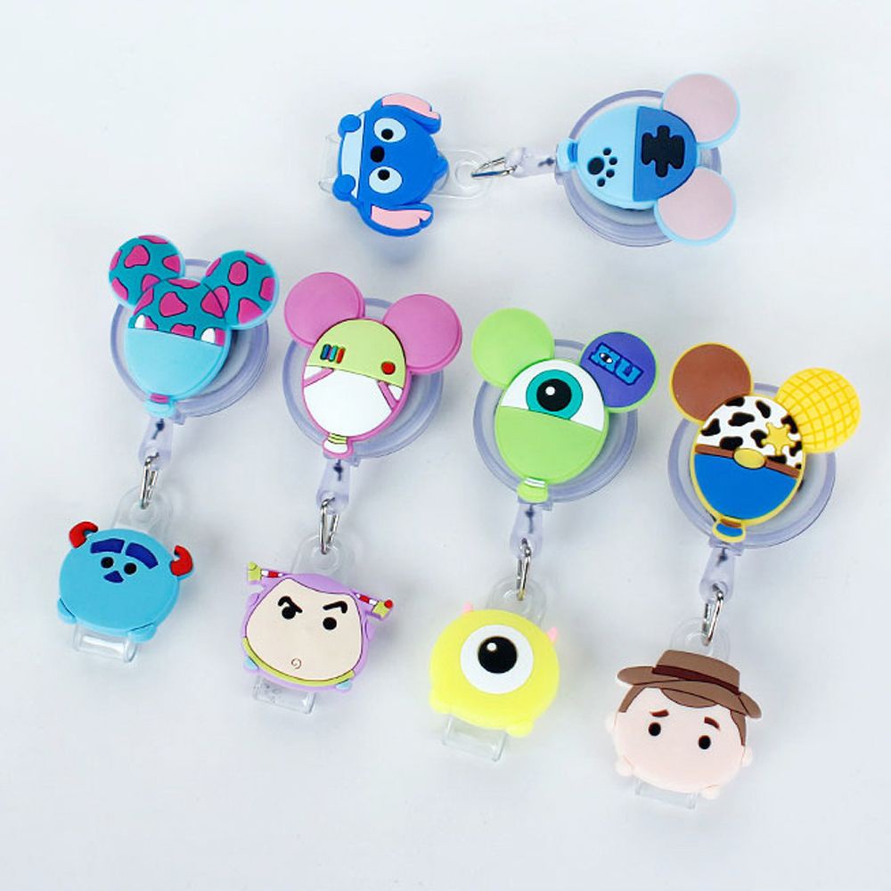 Cuộn huy hiệu đeo thẻ tên bằng silicon hình mickey minnie dễ thương