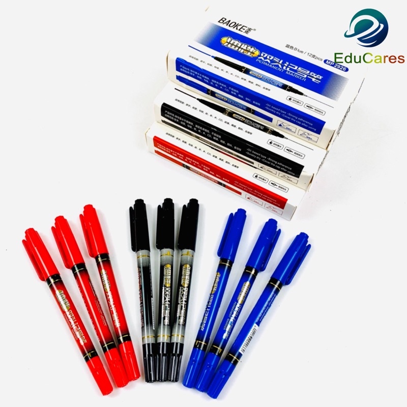 Bút lông dầu dạ kính 2 đầu BAOKE Xanh, Đen, Đỏ - viết đĩa CD không xoá được  cao cấp