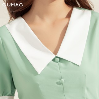 Đầm nữ phối lá cổ trắng DA1108 GUMAC
