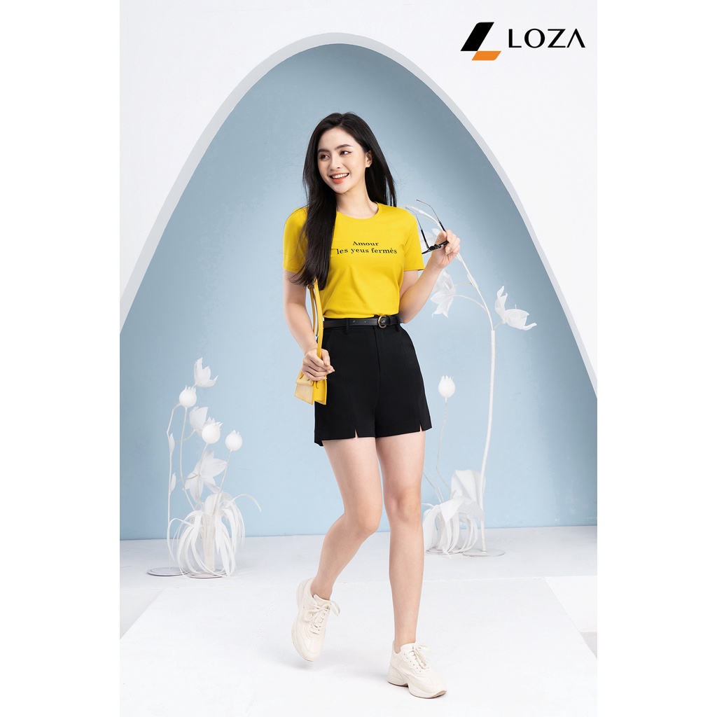 Quần short nữ xẻ gấu - Quần đùi nữ chất Twill Hàn LOZA - LQ502080