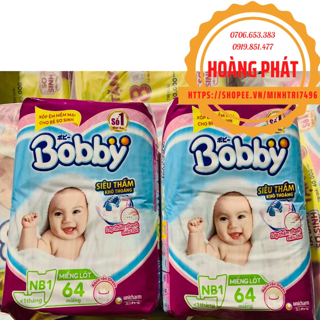 Miếng lót dành cho trẻ sơ sinh Bobby Newborn 1 và 2 108 miếng, 64 miếng và 60 miếng