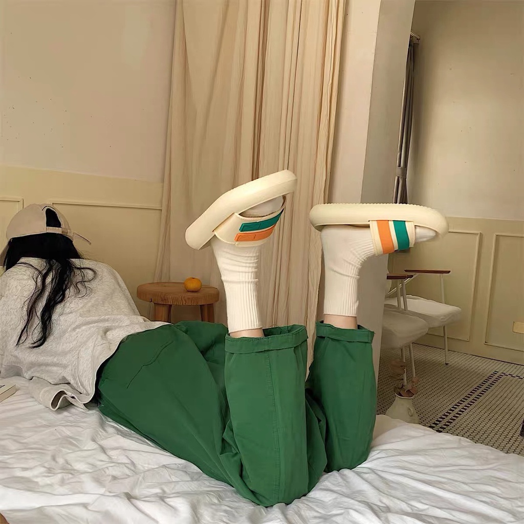 Dép bánh mì kẻ ngang dễ thương(hàng loại 1, đi êm, sẵn kho)